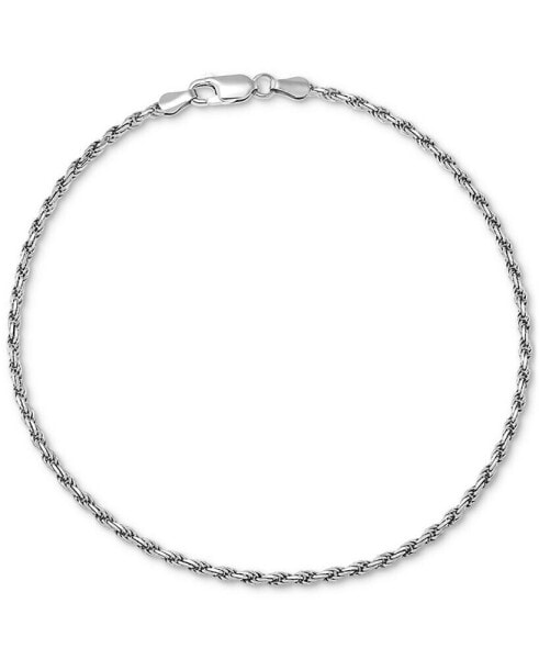 Rope Chain Ankle Bracelet (2mm) in 18k Gold-Plated Sterling Silver or Sterling Silver, Created for Macy's