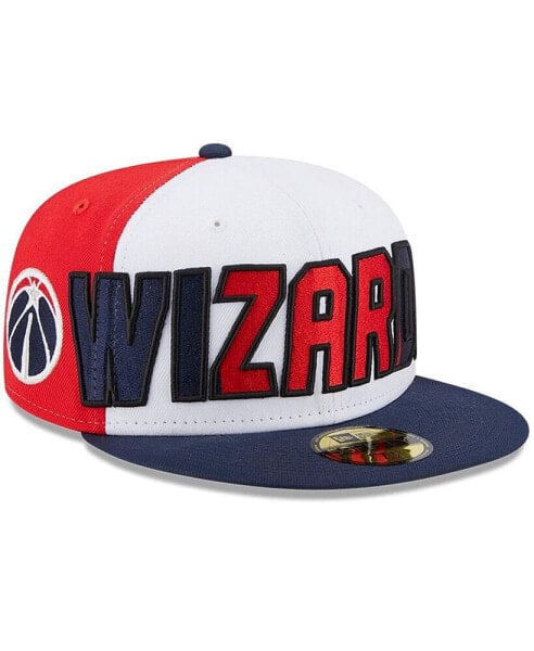Men's White, Navy Washington Wizards Back Half 9FIFTY Fitted Hat