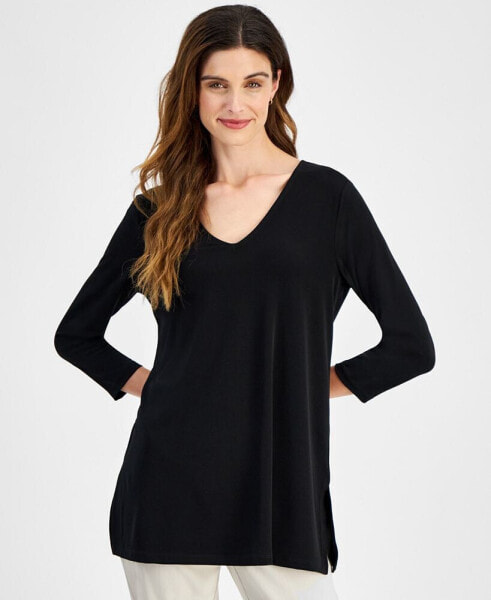 Women's 3/4-Sleeve Swing V-Neck Top, Created for Macy's