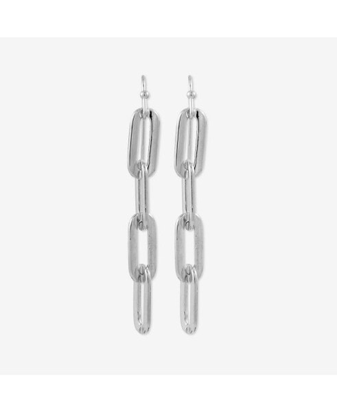 Flat Chain Drop Earrings Silver