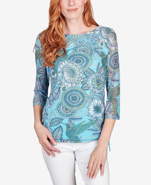 Petite Hummingbird Ocean Garden Mesh Top