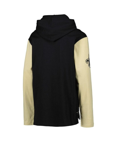 Big Boys Black New Orleans Saints Heritage Long Sleeve Hoodie T-shirt