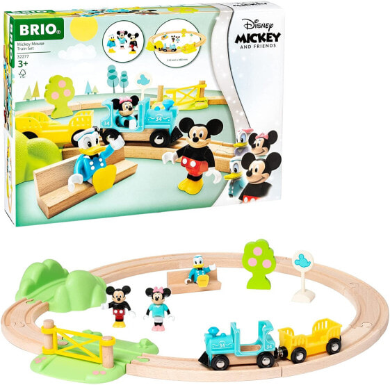 BRIO World 32277 Mickey Mouse Railway Set - Wooden Train Supplement - Recommended from 3 Years