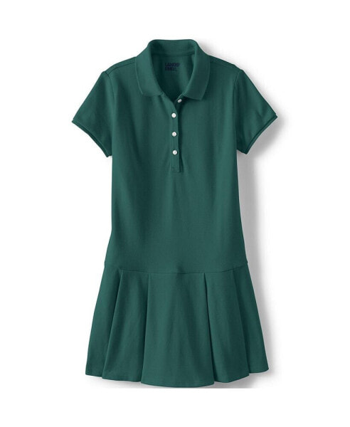 Big Girls School Uniform Short Sleeve Mesh Pleated Polo Dress