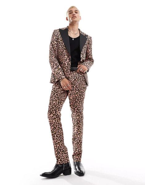 Twisted Tailor suit trousers in leopard print co-ord