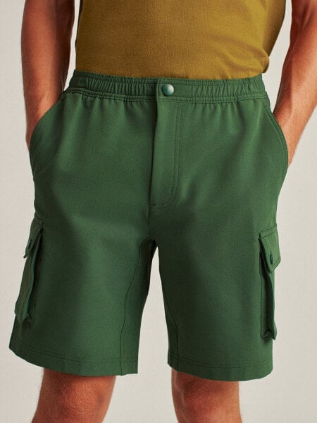 Bonobos Fielder Utility Cargo Short Men's XL Green Polyester Flat Front Stretch