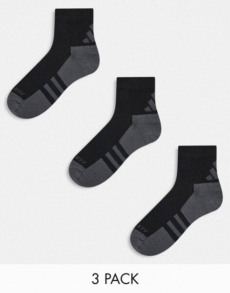 adidas Running 3 pack ankle socks in black