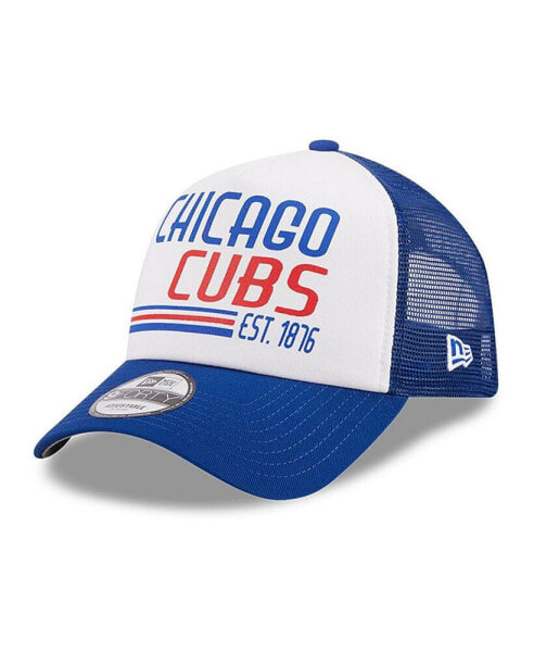 Men's White, Royal Chicago Cubs Stacked A-Frame Trucker 9FORTY Adjustable Hat
