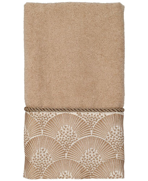 Deco Shells Bordered Cotton Fingertip Towel, 11" x 18"