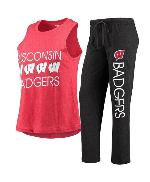 Пижама женская Concepts Sport Black, Red Wisconsin Badgers "Топ и брюки"