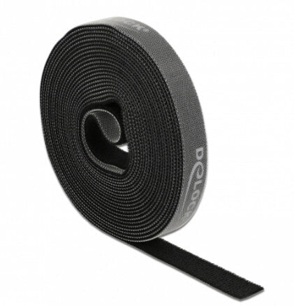 Delock Velcro tape on roll L 5 m x W 15 mm black - Mounting tape - Black - 5 m - 15 mm