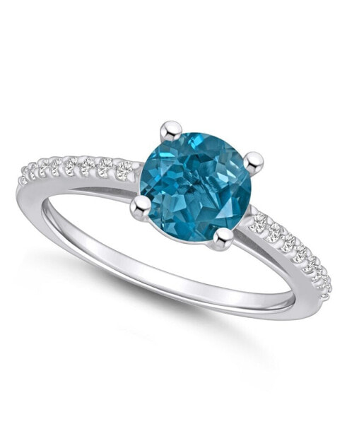 London Blue Topaz (1-5/8 ct. t.w.) and Diamond (1/6 ct. t.w.) Ring in 14K White Gold