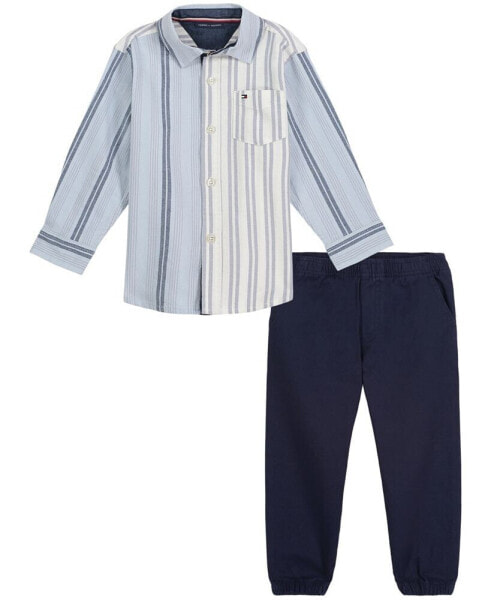 Костюм для малышей Tommy Hilfiger купить Сорочка в полоску на пуговицах и брюки из твила, набор из 2 предметов
