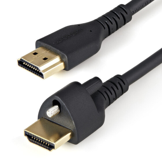 StarTech.com 3ft (1m) HDMI Cable with Locking Screw - 4K 60Hz HDR - High Speed HDMI 2.0 Monitor Cable with Locking Screw Connector for Secure Connection - HDMI Cable with Ethernet - M/M - 1 m - HDMI Type A (Standard) - HDMI Type A (Standard) - 3D - 18 Gbit/s - Black