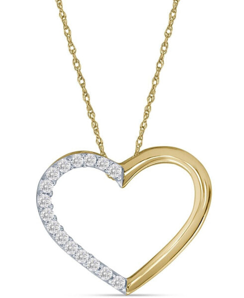 Macy's diamond Half Heart 18" Pendant Necklace (1/10 ct. t.w.) in 10k Gold