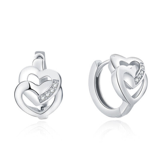 Romantic silver earrings with hearts E0000162