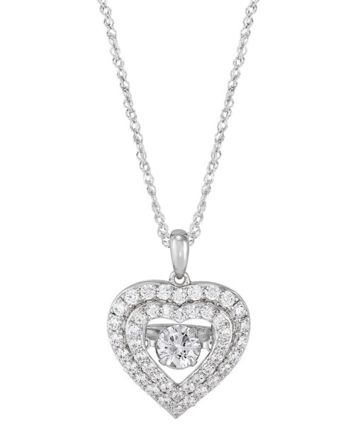 Lab Grown Diamond Double Heart Halo Pendant Necklace (1-1/4 ct. t.w.) in 14k White Gold, 16" +2" extender