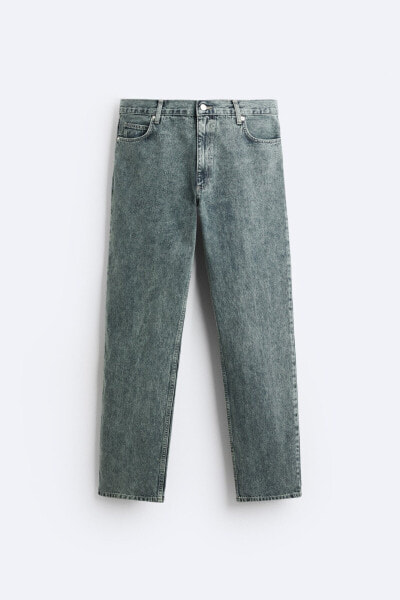 Acid wash straight-fit jeans