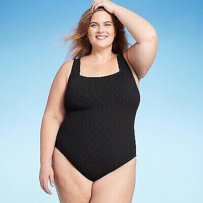 Women's Pucker Square Neck One Piece Swimsuit - Kona Sol Black 20