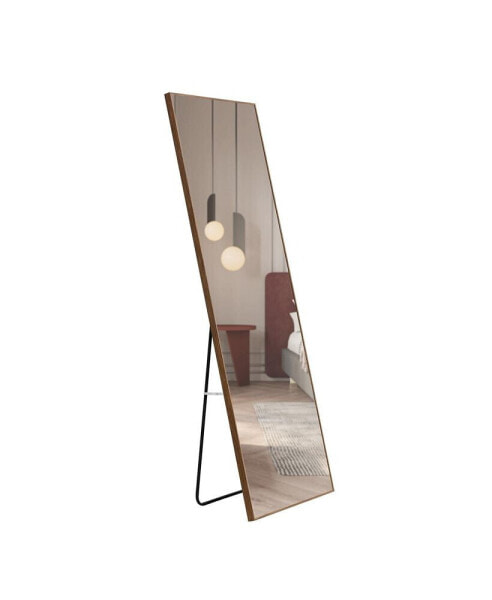 Full Length Brown Solid Wood Frame Mirror - 58" x 15"