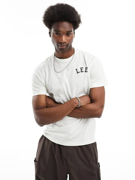 Lee chest arc logo relaxed fit t-shirt in ecru