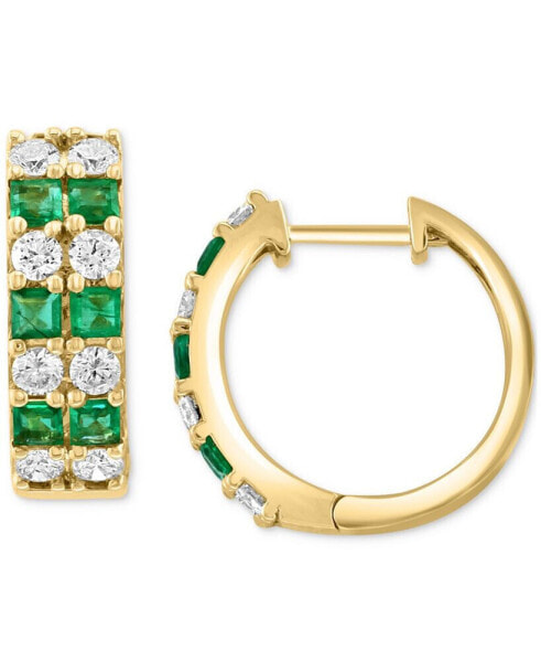 Серьги EFFY Collection eFFY Emerald & Diamond Double Row Hoop