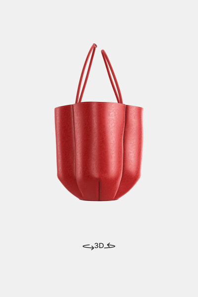 Небольшая красная сумка-мешок из кожи ZARA