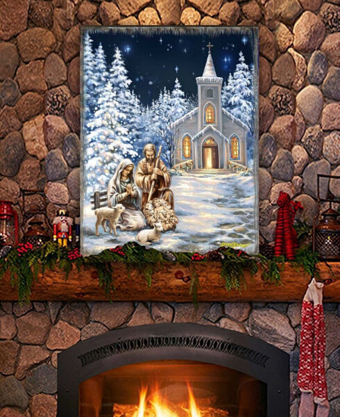Nativity at the Chapel Night Sky Holiday Wall Art