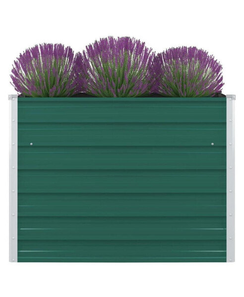 Raised Garden Bed 39.4"x39.4"x30.3" Galvanized Steel Green