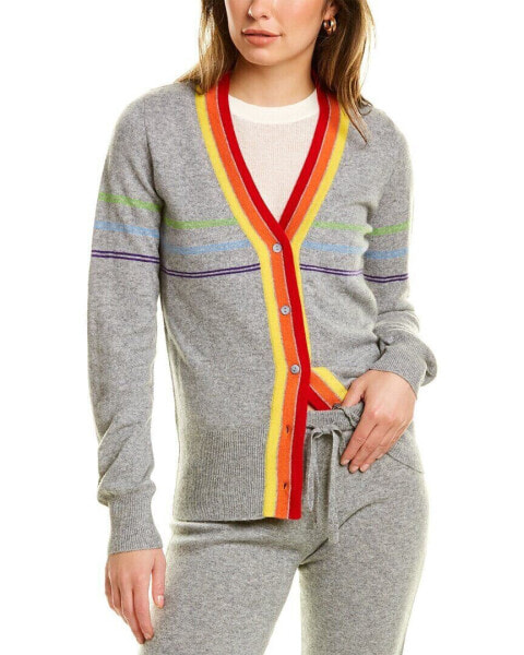 Mt Bella Fitted Rainbow Cardigan Women's Grey Xs