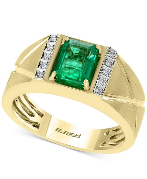 Кольцо EFFY Men's Emerald & Diamond в 14k Gold