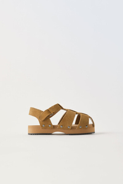 Leather cage sandals