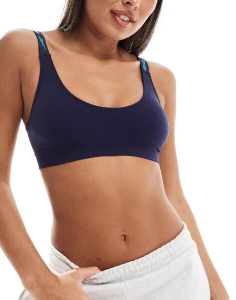 Reebok sally seamless crop top in navy and teal