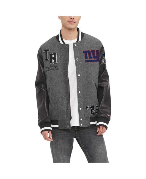 Куртка мужская Tommy Hilfiger серого цвета с черными манжетами, модель New York Giants Gunner Full-Zip Varsity