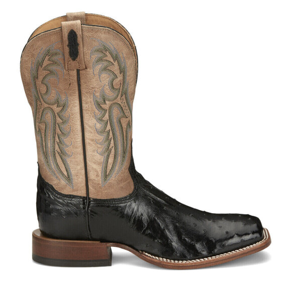 Tony Lama Castillo Ostrich Square Toe Cowboy Mens Black Casual Boots EP6094