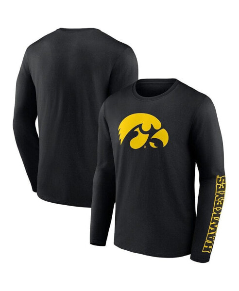 Men's Black Iowa Hawkeyes Double Time 2-Hit Long Sleeve T-shirt