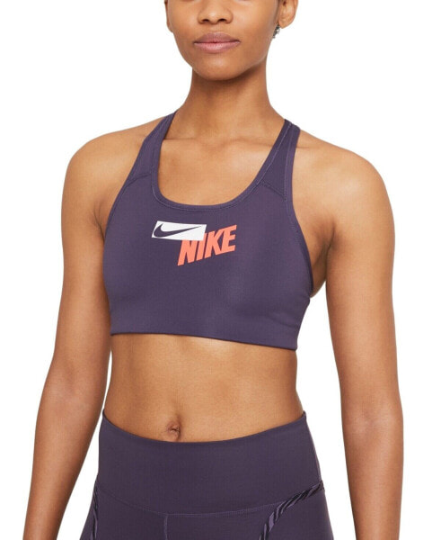 Топ спортивный Nike 280364 Бюстгальтер женский среднего уровня поддержки с логотипом и спинкой-борцовкой, размер S