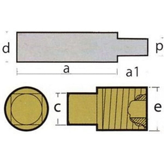 Мотор лодочный Tecnoseal TEN02027T Caterpillar 3/8´´GAS CONICO (bspt) 40x11 Ø12 (Анодный)