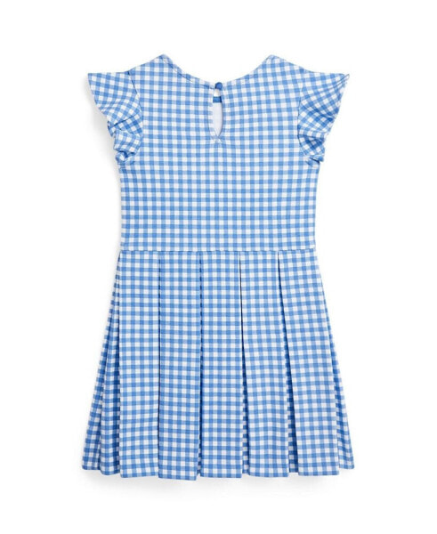 Toddler and Little Girls Gingham Ruffled Ponte Fit and Flare Dress