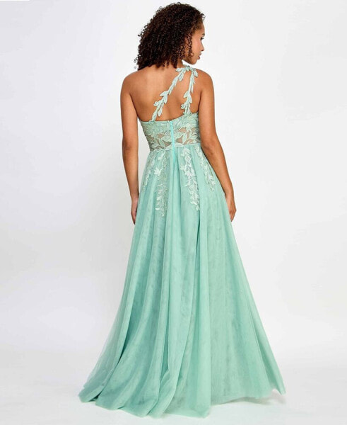 Juniors' One-Shoulder Applique-Detail Gown, Created for Macy's
