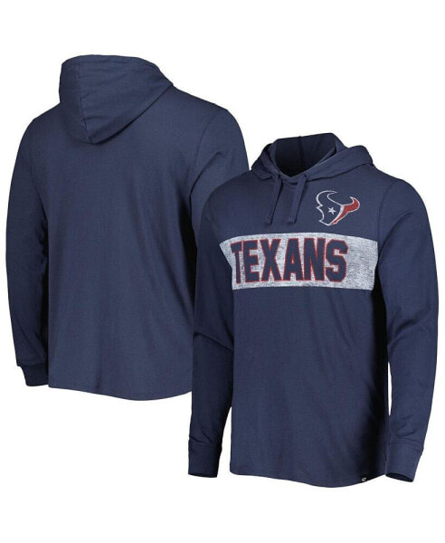 Men's Navy Distressed Houston Texans Field Franklin Hooded Long Sleeve T-shirt