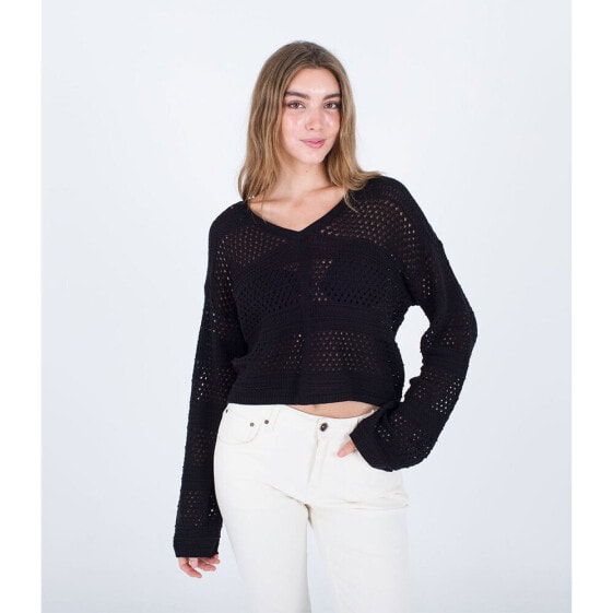 HURLEY Easy Times Crochet V Neck Sweater