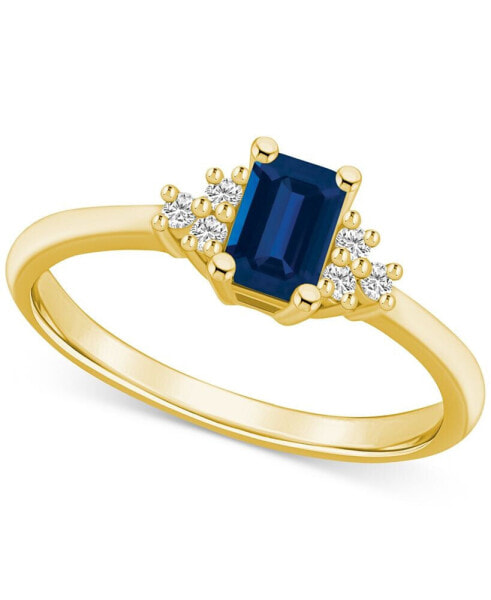 Sapphire (3/4 ct. t.w.) & Diamond (1/10 ct. t.w.) Ring in 14k Gold (Also Available in Ruby, Emerald & Pink Sapphire)