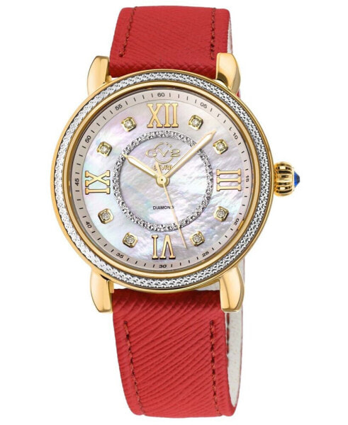 Women's Marsala Swiss Quartz Red Faux Leather Watch 37mm