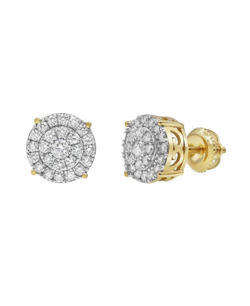 Round Cut Natural Certified Diamond (0.81 cttw) 14k Yellow Gold Earrings Circle Entwine Design