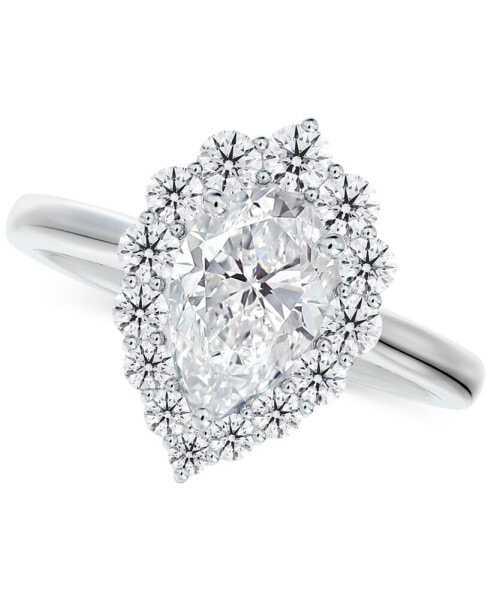 Diamond Pear Halo Engagement Ring (3/4 ct. t.w.) in 14k White Gold