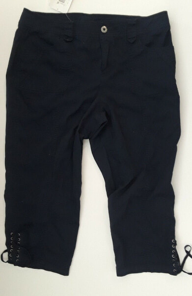 Style & Co Women's Lace Up Hem Capri Cropped Pants Navy 10