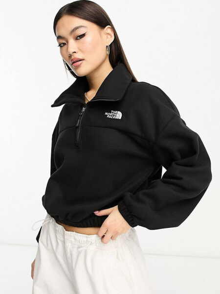 The North Face Glacier wide neck boxy 1/4 zip fleece in black Exclusive at ASOS