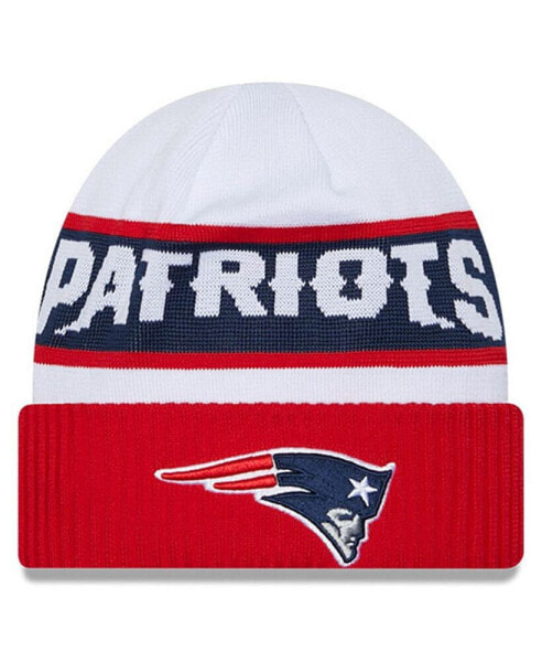 Men's White, Red New England Patriots 2023 Sideline Tech Cuffed Knit Hat