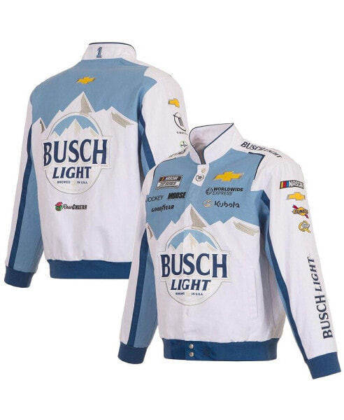 Men's White Ross Chastain Busch Light Twill Driver Uniform Full-Snap Jacket